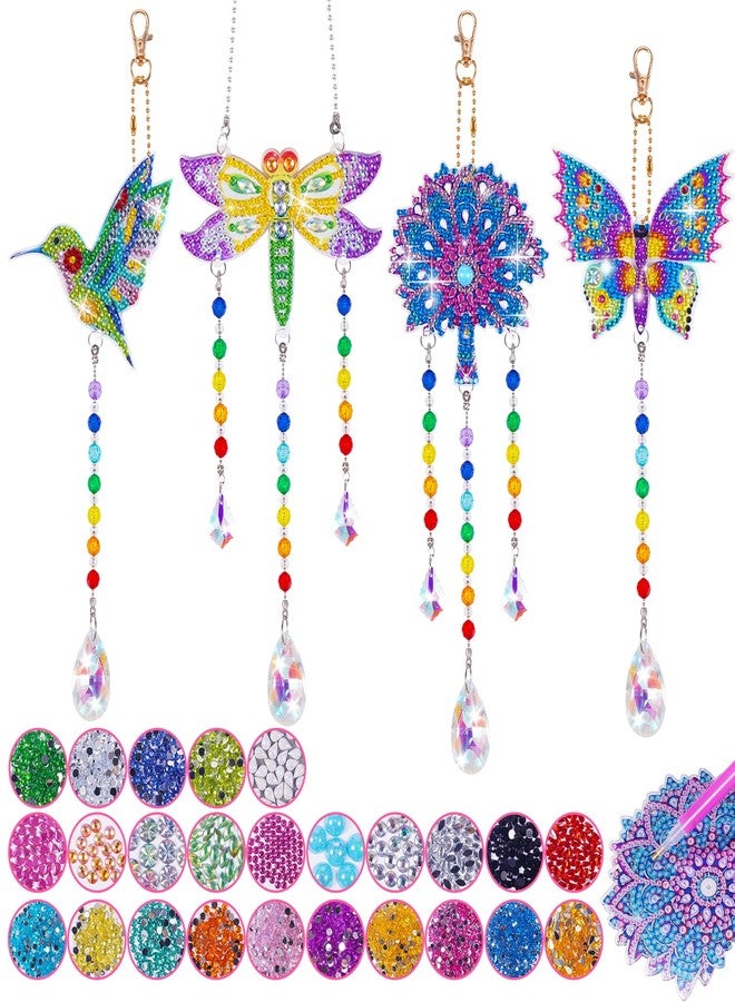 WethCorp Diamond Painting Arts and Crafts for Kids Ages 8-12,Birthday Gifts for 6 7 8 9 10-12 Year Old Girls Diamond Art Kits for Adults Teen Girl Gifts Trendy Stuff Wind Chimes Home Decor (4 PCS) - Image 1